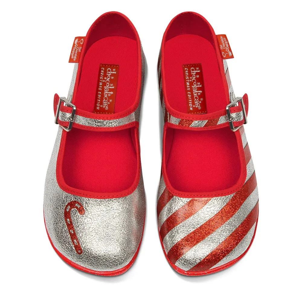 Chocolaticas® Shiny Cane Women's Mary Jane Flat