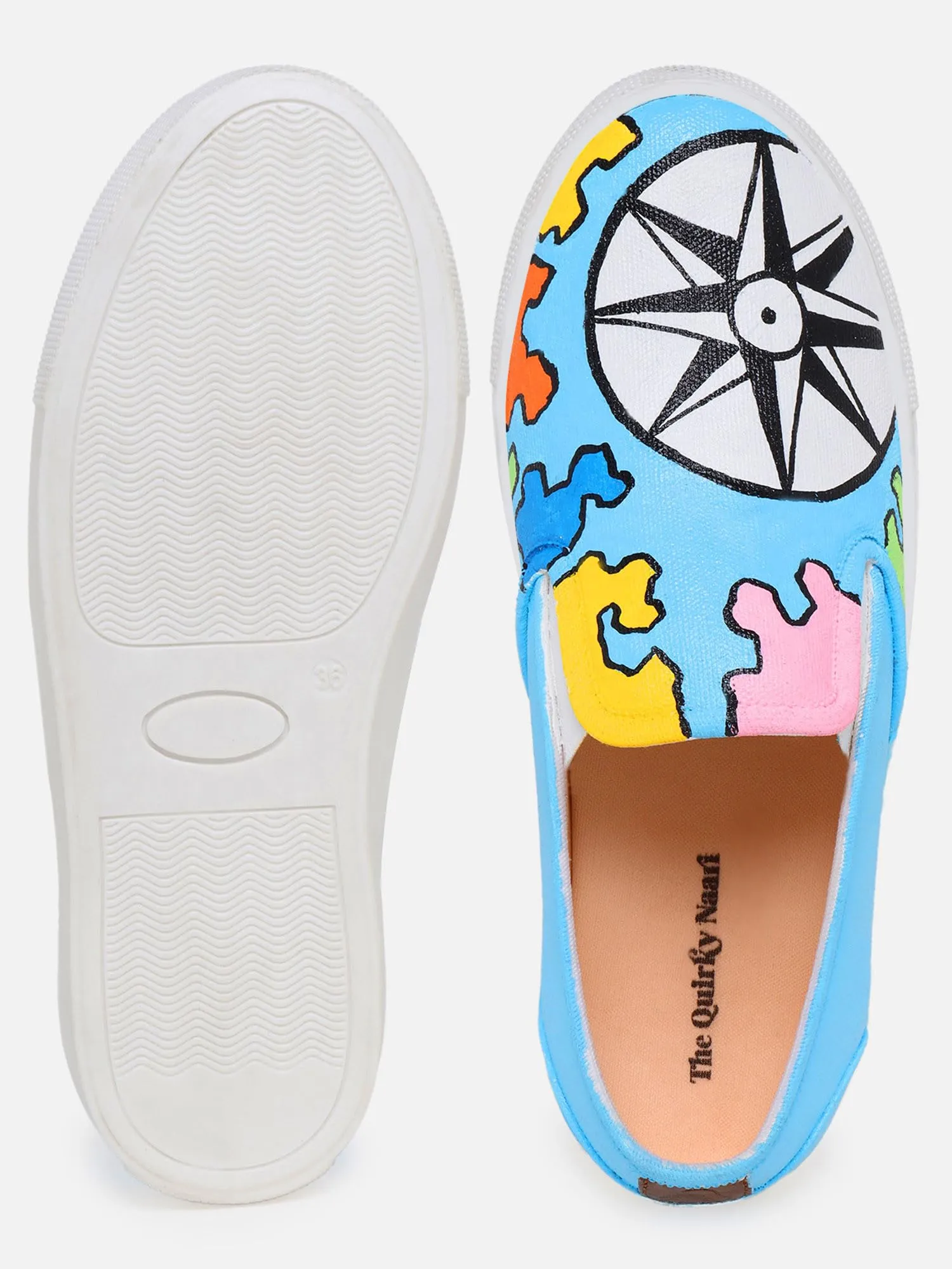 THE QUIRKY NAARI Wanderlust Slipons Trendy and Comfy | Blue | 6 UK