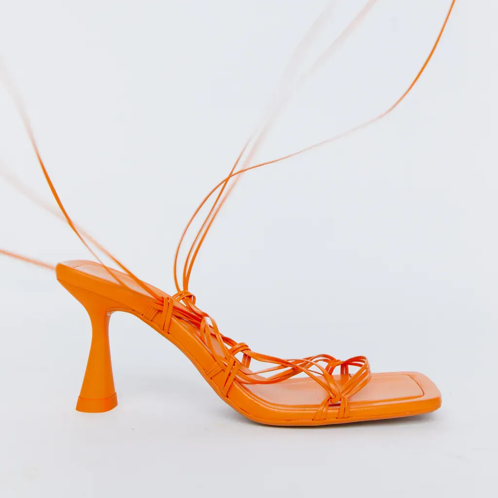 Tied Heeled Leather Sandals