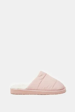 Women Pink Closed Fabric Slippers
